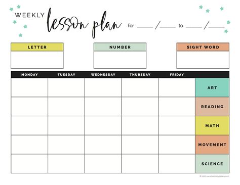 Weekly Lesson Plan Template Free
