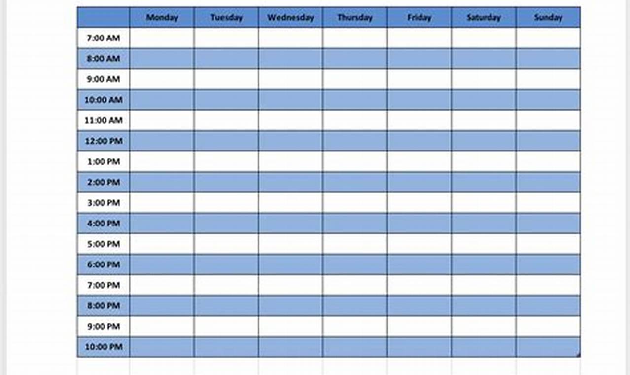 Weekly Planner Template In Excel
