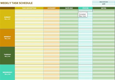 5 Weekly Planner Templates Excel PDF Formats