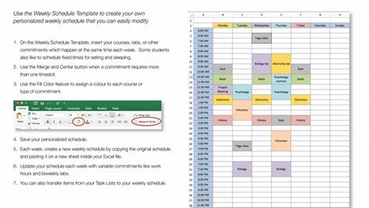 Weekly Time Schedule Template Excel