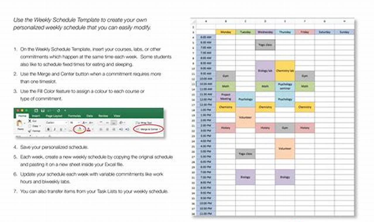 Weekly Time Schedule Template Excel