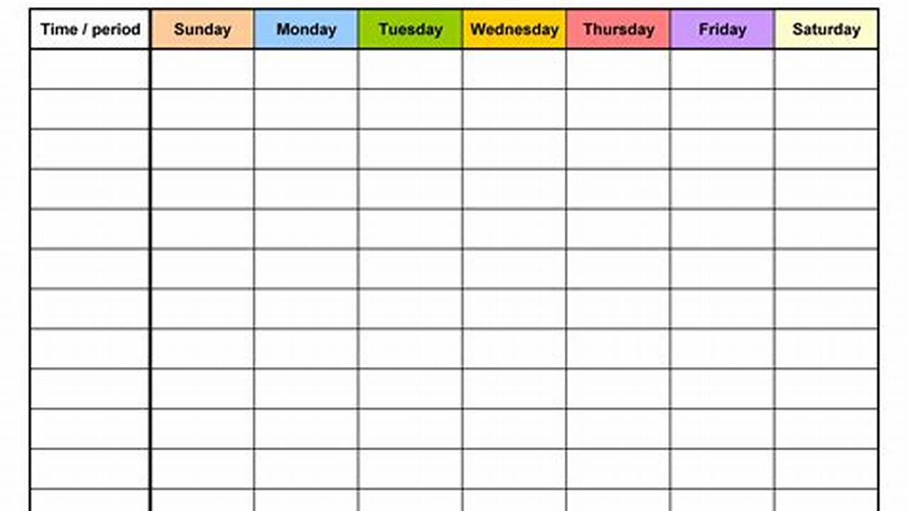 Weekly Timetable Template Excel