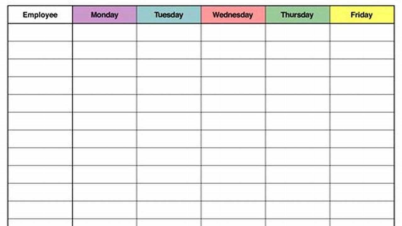 Weekly Work Calendar Printable