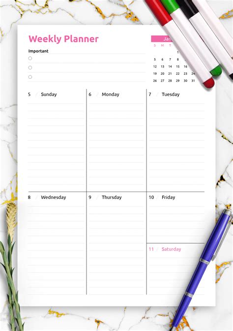Free+Printable+Weekly+Planner Weekly planner template, Weekly planner