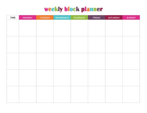 Weekly Block Schedule Printable