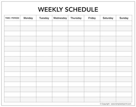Weekly Calendar Printable Monday To Sunday