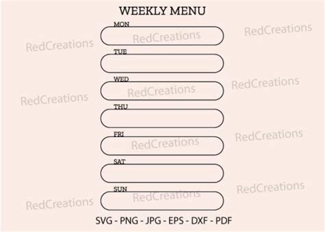Download Weekly Menu Planner Svg, Menu,Menu Board For Crafts