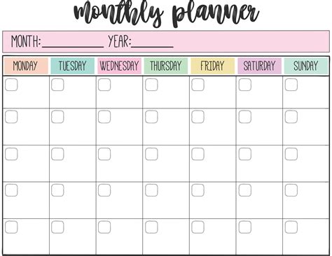 Weekly Month Calendar