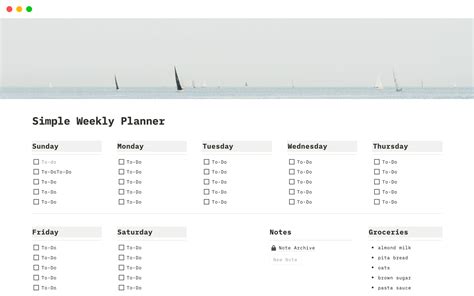 Weekly Plan Notion Template