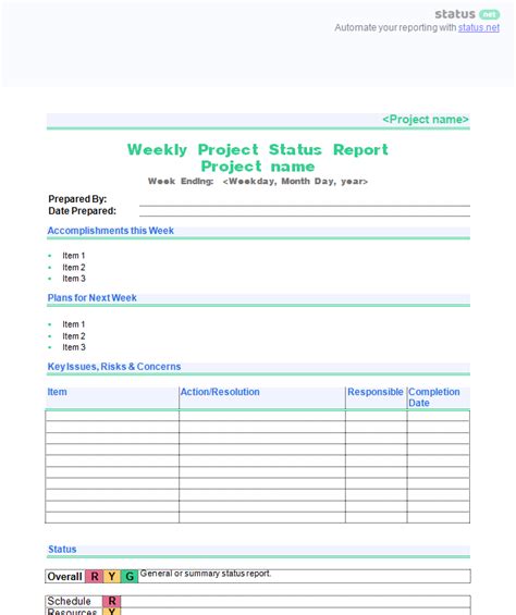 Project Weekly Report Template Construction Documents And Templates