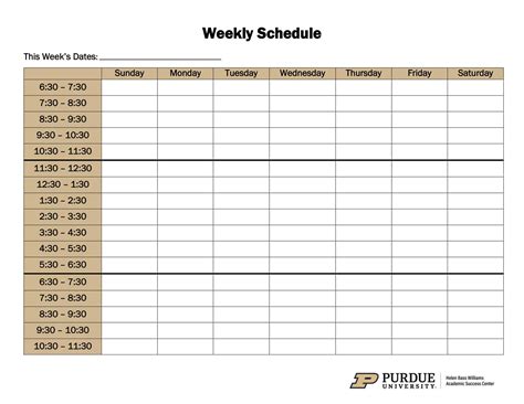 Weekly Schedule Printable With Time Pdf