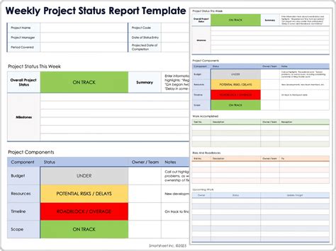 Weekly Status Report Format Excel Download | Project Management Templates