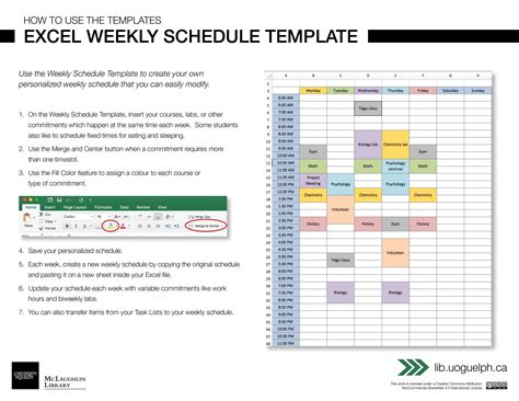 Weekly Timetable Excel Template