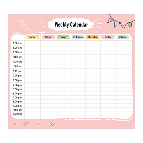 Weekly With Time Slots Class Schedule Printable