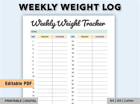 Weight Log Chart