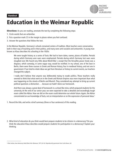 Weimar Republic and Education