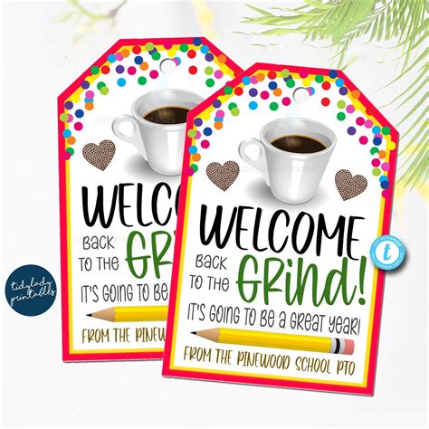 Welcome Back To The Grind Coffee Gift Tag | Back To School — Tidylady  Printables