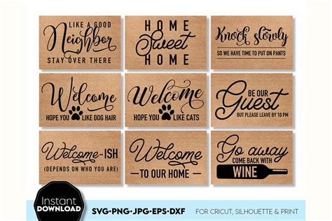 Download Welcome Doormat Sign SVG Bundle Porch Commercial Use DXF Files