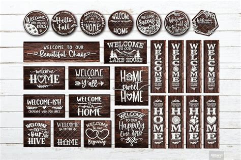 Download Welcome Doormat Sign SVG Bundle Porch Files DXF Files
