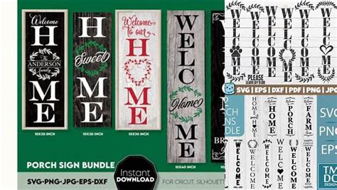 Download Welcome SVG Bundle, Porch Sign Svg Files DXF Files