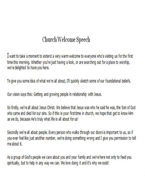 Welcome Speech For Church