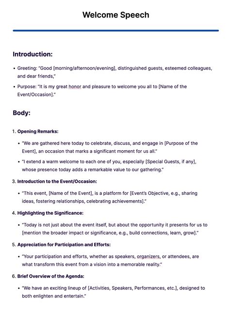 Welcome Speech Samples For Event