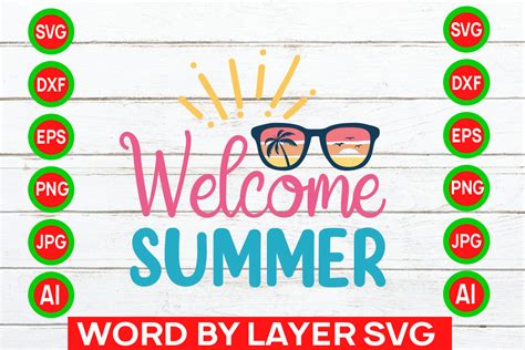 Download Welcome Summer SVG Cut File Files Free PSD Mockups
