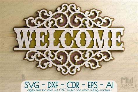 Download Welcome for Laser Cut SVG DXF Porch... Cut Files
