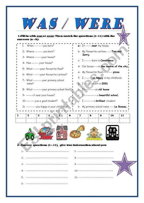 Were And Was Worksheet