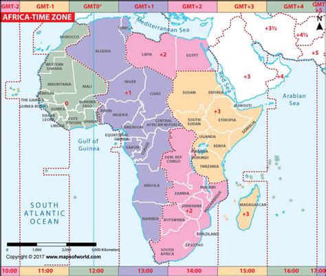 West African Time Zone Map
