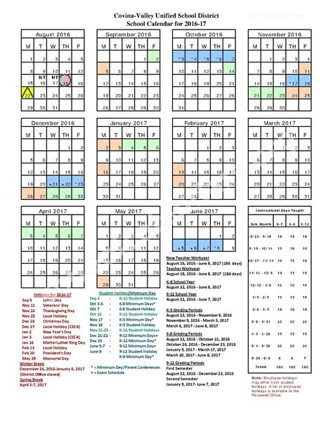 West Covina Unified Calendar