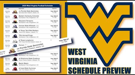 Printable West Virginia Mountaineers Football Schedule 2016 West