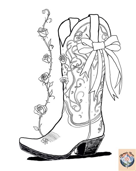 Western Boot Coloring Page