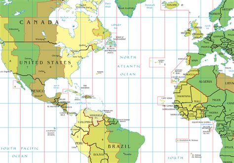 Western Hemisphere Time Zone Map