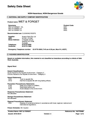 Wet Product Safety Data Sheet | Secure a Drug