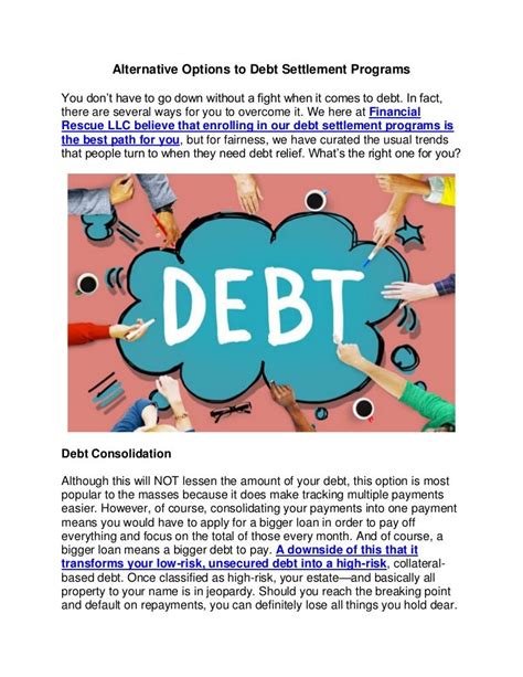 What Alternatives to Debt Settlement Programs Are Available?