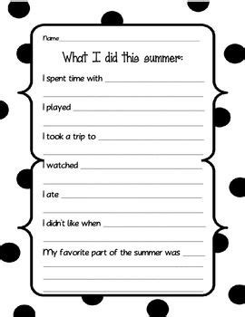 What I Did This Summer Worksheet