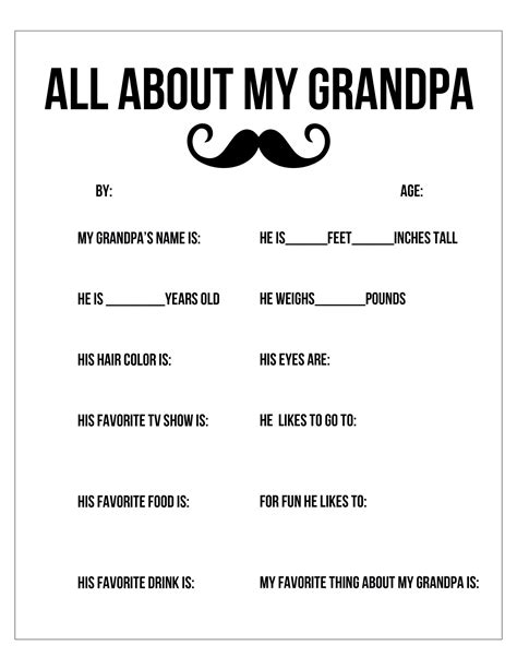 What I Love About Grandpa Printable