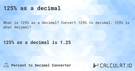 What Is 125 As A Decimal