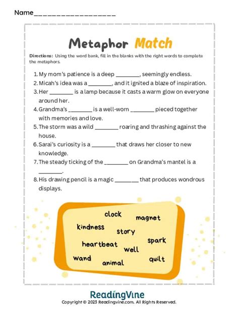 What Is A Metaphor Worksheet