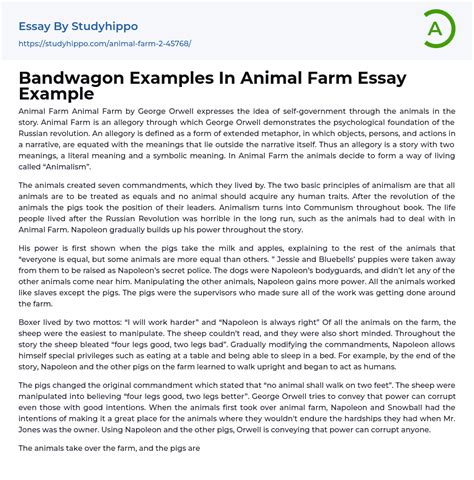 What Is An Example Of Bandwagon In Animal Farm