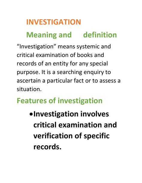 What Is An Investigation Definition