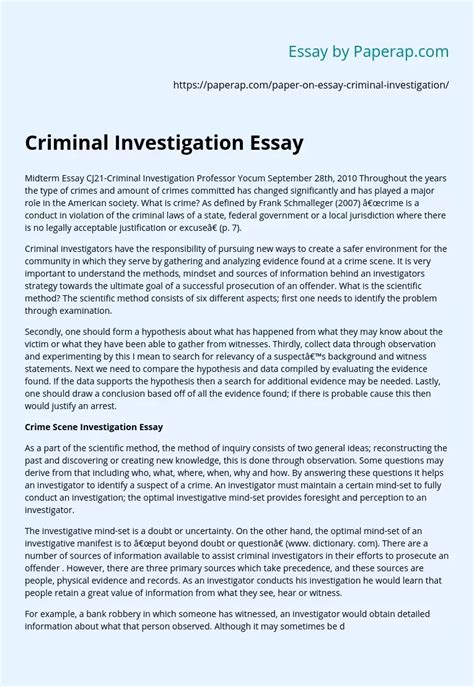 What Is Criminal Investigation Essay