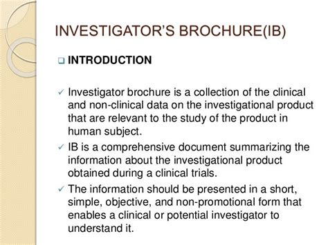 What Is Investigation Brochure Layout