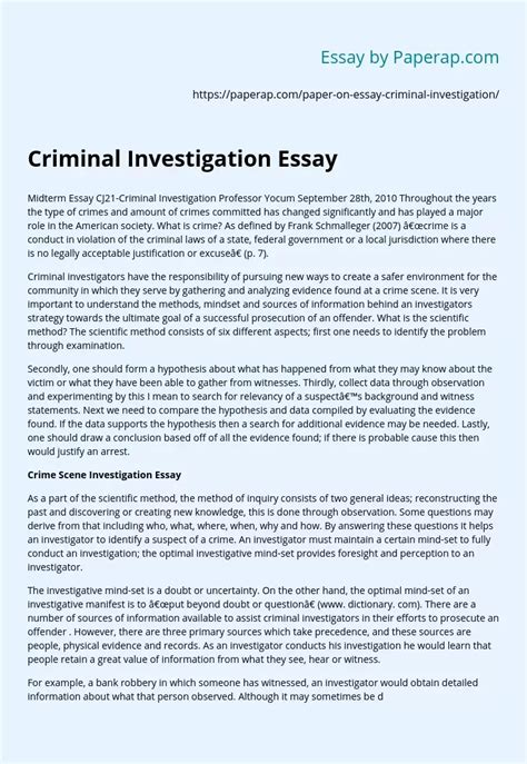 What Is Investigation Essay Example