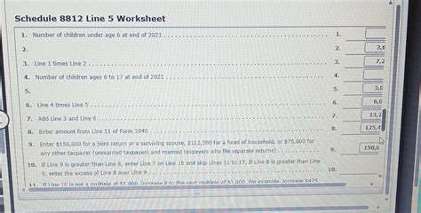 Schedule 8812 Child Tax Credits Irs / IRS Schedule 8812 LinebyLine