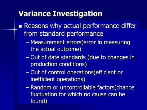 What Is Variance Investigation Models