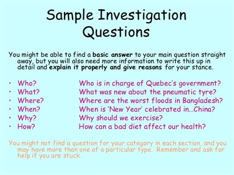 What Is Your Investigation Question And Answer