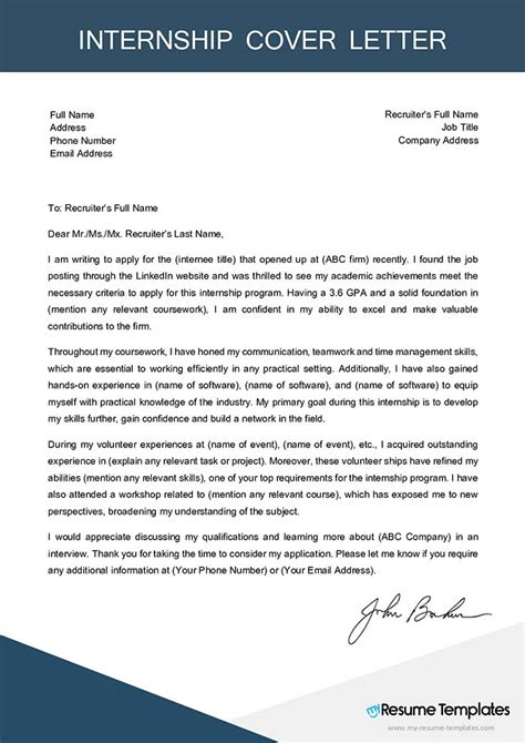 What To Include In A Cover Letter For An Internship