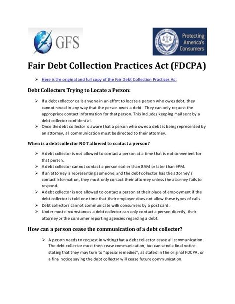 What To Write In Fair Debt Collection Practices Act Template